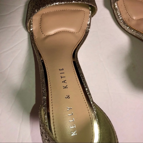 Kelly & Katie kristie gold glitter heels pumps 6 - Picture 7 of 8